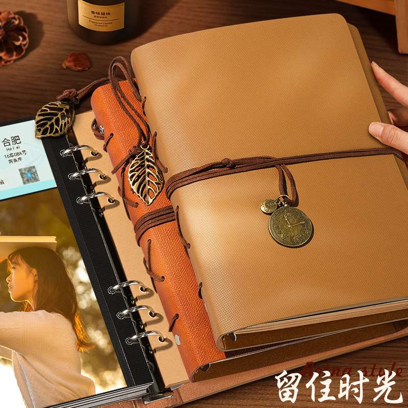 复古情侣相册本旅行纪念册恋爱回忆录票据收集自粘贴式diy手工本