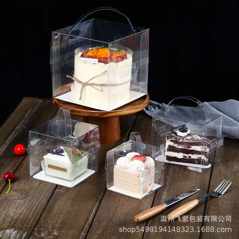 四寸4寸2寸3寸蛋糕盒手提切块千层三角方形西点慕斯盒 烘焙包装盒