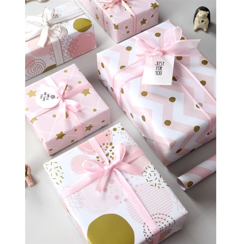 粉金包装纸 粉白色礼品生日礼物包装纸/蜂窝纸