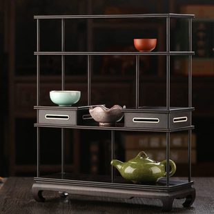 红木中式多宝阁置物架实木小博古架紫砂茶壶架子摆架茶具架展示架