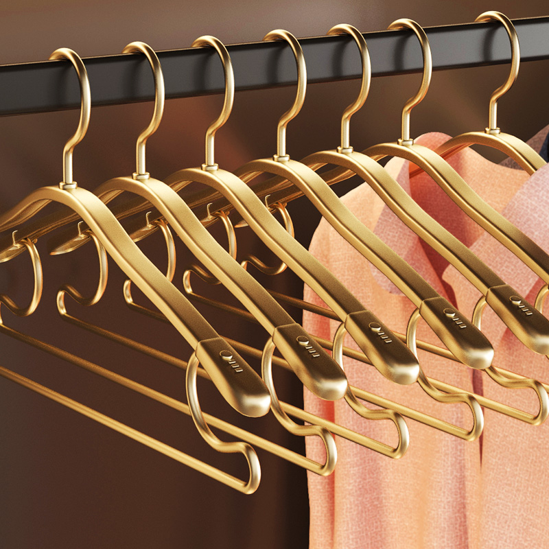 太空铝合金衣架家用挂衣无痕防肩角加厚实L心高端轻奢阳台晾晒衣