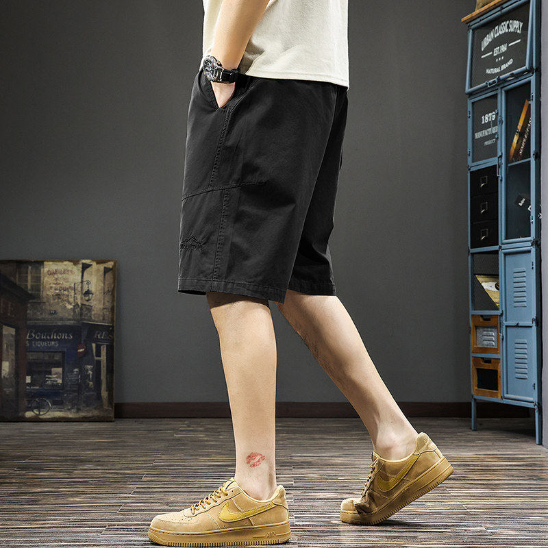 美式户外休闲短裤男夏季新款宽松大码工装裤子薄款运动直筒五分裤