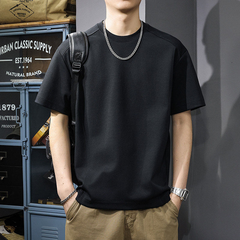 短款重磅上衣短袖t恤男2026夏季新款不规则高级宽松男士半袖体恤