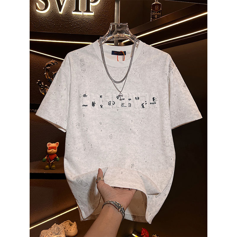 欧货夏季潮牌轻奢短袖T恤男2026新款高级感刺绣休闲宽松上衣半袖