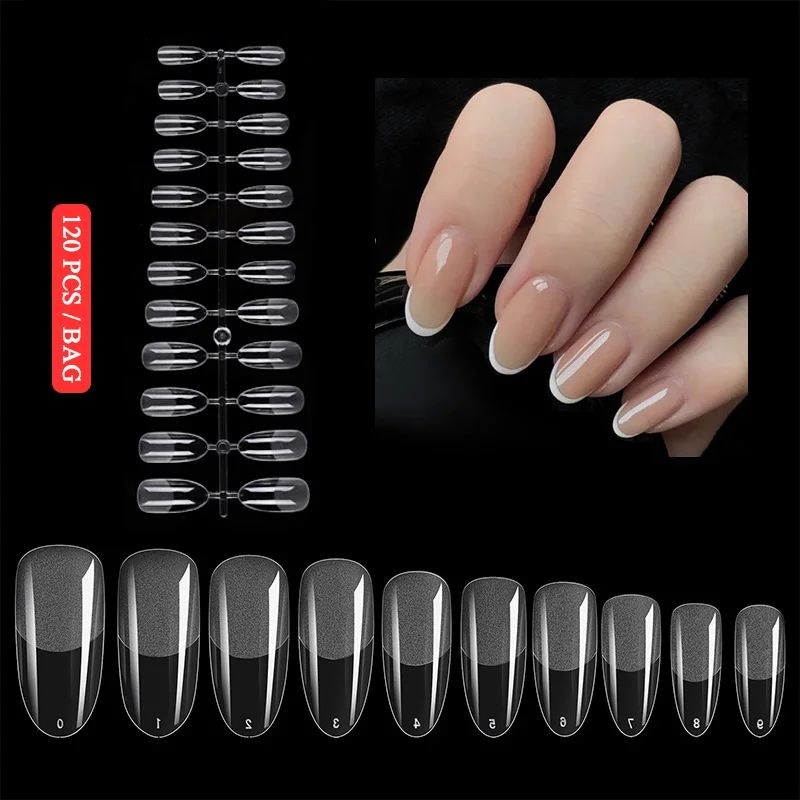 120pcs Nail Extension Press on Nails Coffin PNail Tips Clear