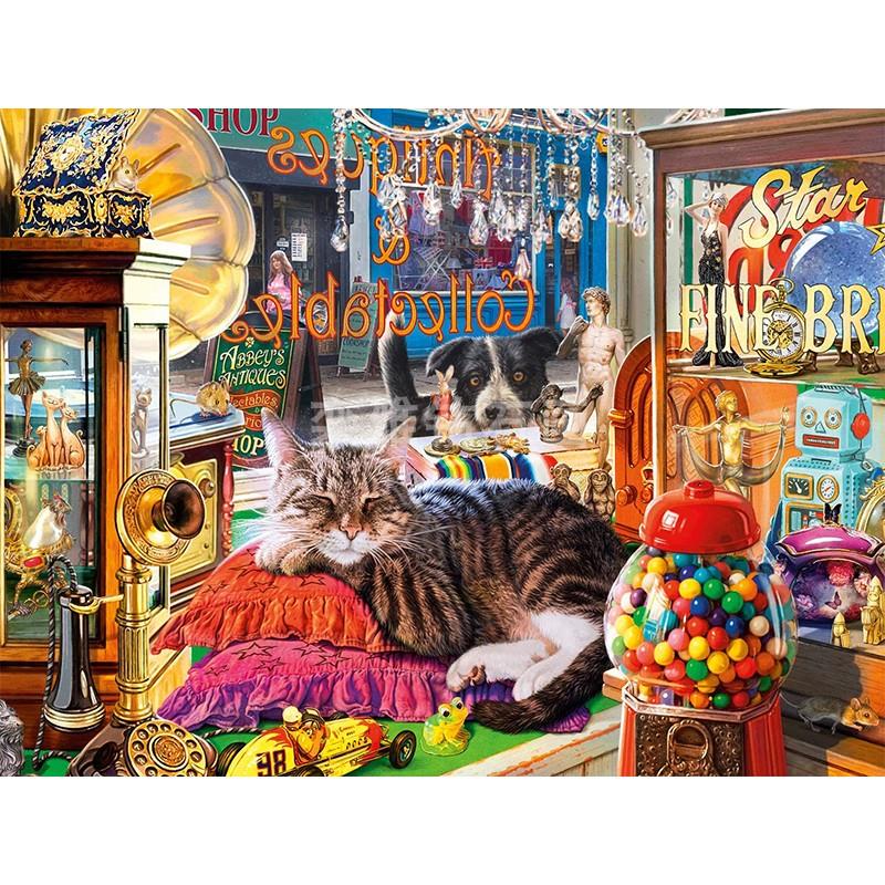 新款儿童房DIY方钻满钻钻石画商店里的猫咪贴钻点钻印花十字绣