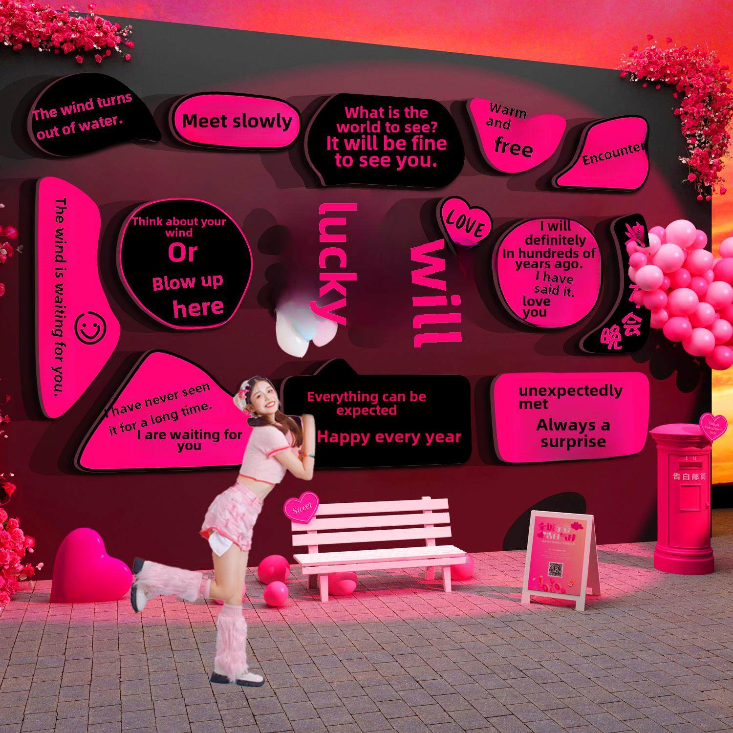 创建网红许愿墙签到照片区氛围布局背景墙装饰多巴胺治疗疗法,家居饰品,文化墙贴,淘宝优惠券,粉丝福利购,淘宝优惠卷