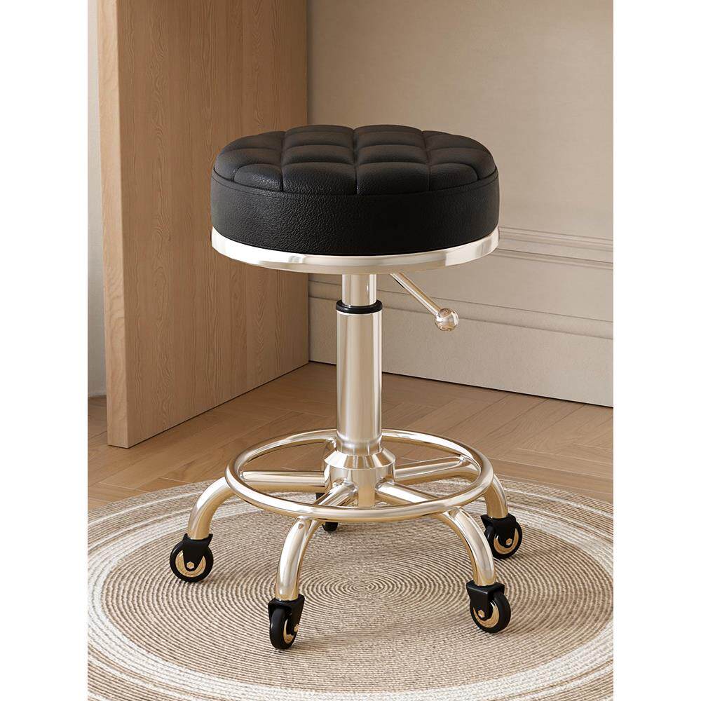 美容凳子滑轮理发店椅美容院专用大工凳升降转椅圆凳美发美甲椅子