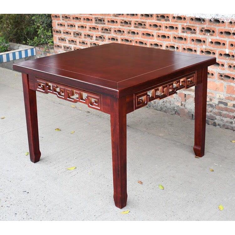 八仙桌农家乐餐桌家用仿古四方桌子实木饭店正方形碳化木简约中式