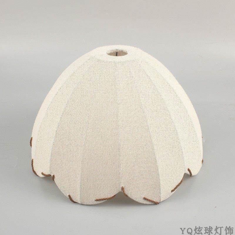 中式吊灯麻布灯罩落地灯台灯罩 复古餐厅元宝圆形钓鱼灯具灯罩