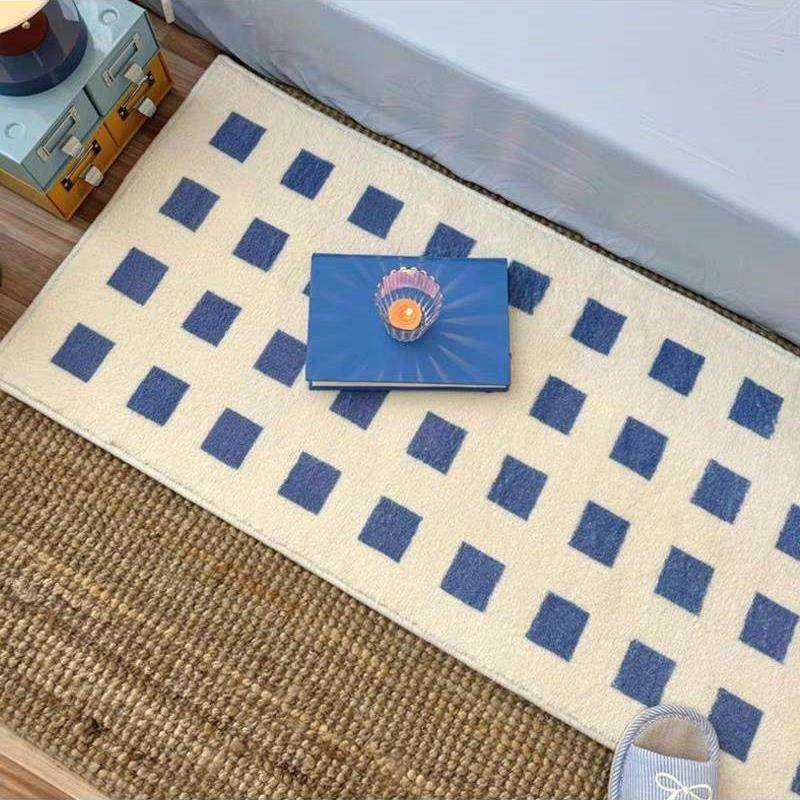 ins风地毯卧室床边毯长条方格女生床前垫房间加厚毛绒毯飘窗地垫,居家布艺,床边毯,淘宝优惠券,粉丝福利购,淘宝优惠卷