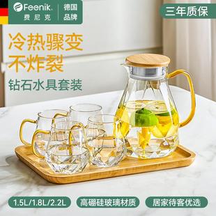 轻奢风家用客厅喝水杯子家庭待客玻璃茶杯茶具 德国FEENIK水具套装