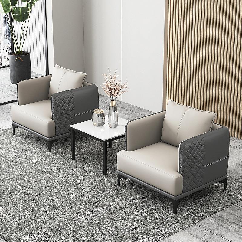 商务小型办公沙发茶几组合三人位简约现代双人接待室会客区北欧