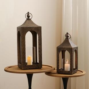 法式覆古铁艺防风灯摆件客厅卧室阳台装饰品高级感氛围感烛台摆件