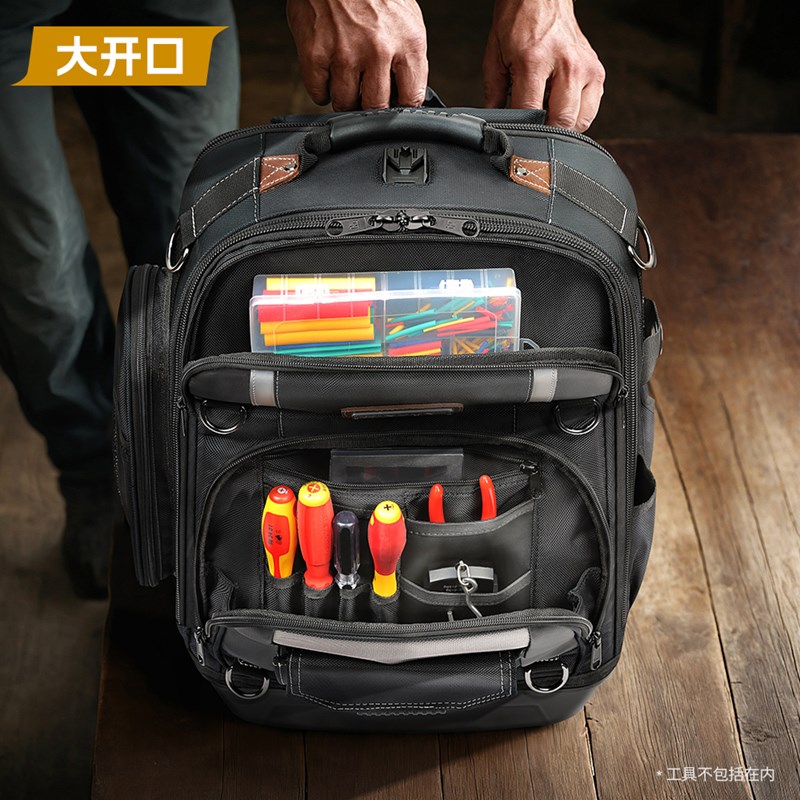 常胜客结实耐用工具包木工电工包多功能加厚帆布大容量双肩背包