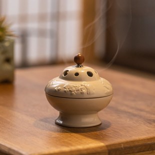 家用创意盘香炉四君子香炉茶道摆件室内熏香炉梅兰竹菊白瓷香器座