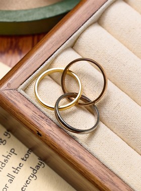 2024新款三环三圈三色食指指环小众钛钢设计感戒指女轻奢高级感