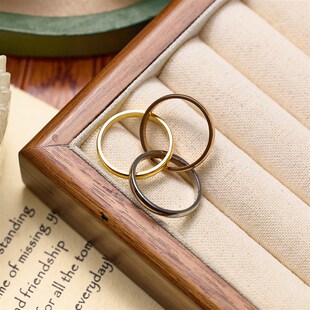 2024新款三环三圈三色食指指环小众钛钢设计感戒指女轻奢高级感