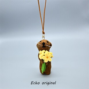 Echo尼泊尔手工羊毛毡挂件可爱小河狸水獭钥匙扣礼物情侣汽车包挂