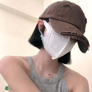 鸭舌帽假发一体可拆卸超短发短直发一刀切烂边时尚牛仔帽假发百搭