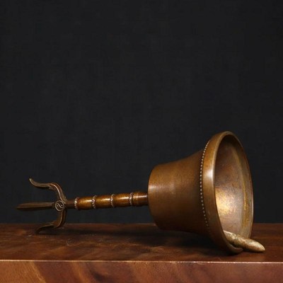 古董文玩纯铜紫铜三清铃手摇铃桌面摆件道家法器复古老物件真品