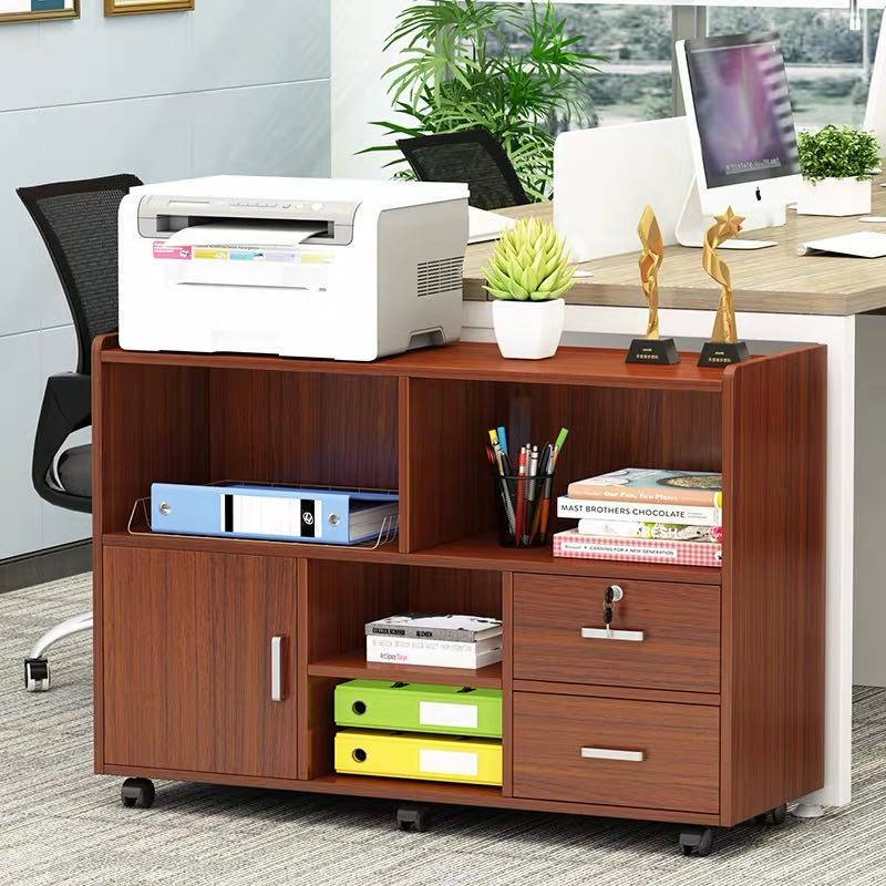 落地柜文件柜移动资料柜办公桌边柜侧柜打印机放置柜木质抽屉收纳