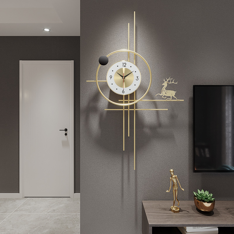 个性创意客厅时尚挂墙艺术壁饰石英钟北欧轻奢钟表简约时钟挂钟