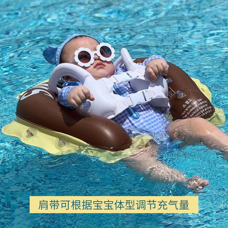 婴儿儿童游泳圈宝宝幼儿腋下圈背带式浮圈趴圈可亲子带遮阳