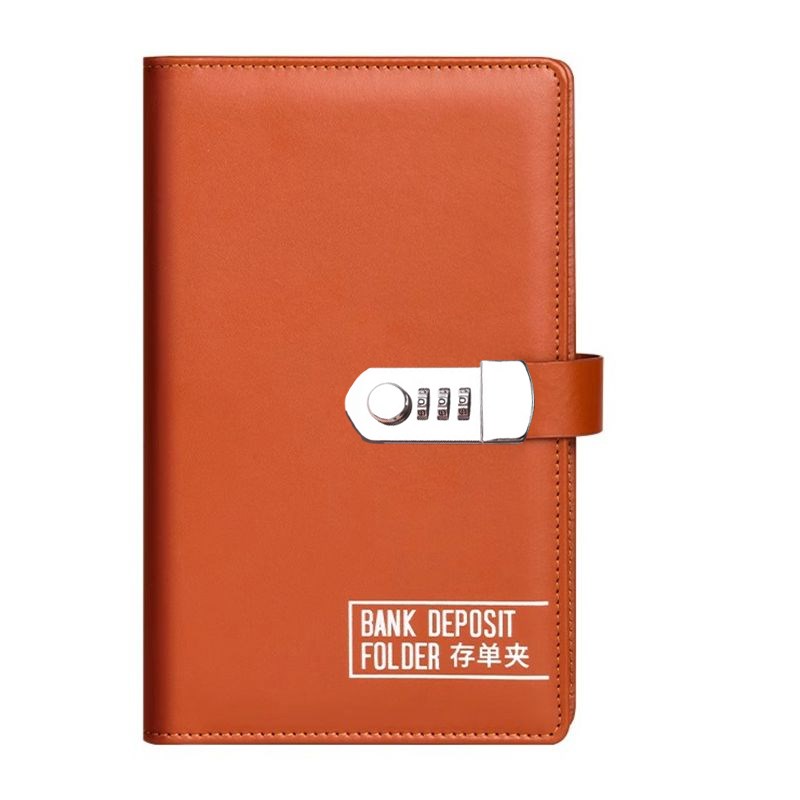 长款定期存单收纳本带密码多功能密码锁票据存单夹支票带锁票据夹