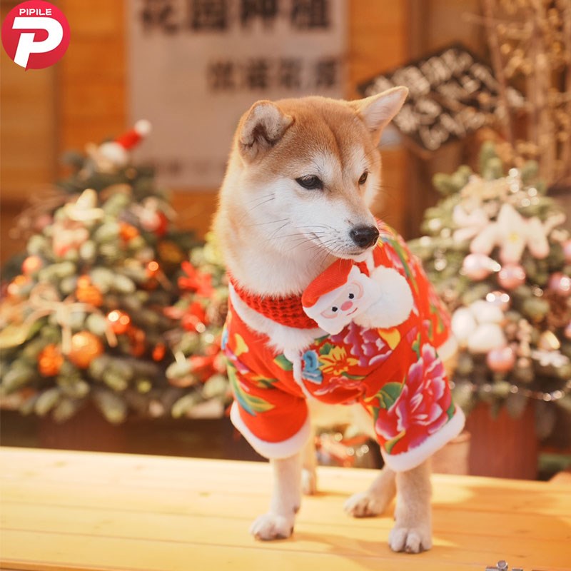 宠物狗狗秋冬款新年衣服柴犬金毛中大型犬冬季加厚保暖猫咪过年服