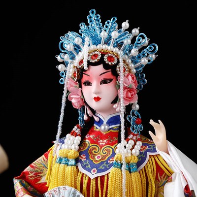 中国风礼品绢人娃娃京合坊京剧人物送老外工艺品玩偶穆桂英摆件