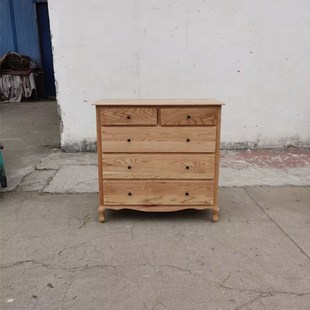 出口美式 儲物斗柜輕奢風臥室網紅家具 橡木實木五斗柜仿古做舊法式
