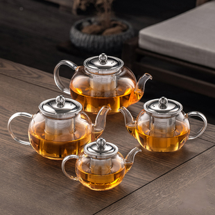 加厚耐高温玻璃泡茶壶家用不锈钢过滤内胆冲茶器功夫茶壶煮茶壶