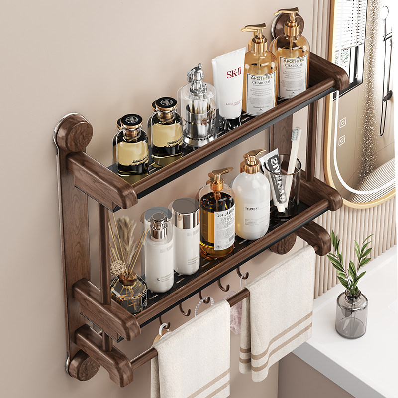 中古风卫生间浴室置物架吸盘厕所壁挂式收纳架子毛巾架家用洗漱台,家装主材,浴室角架,淘宝优惠券,粉丝福利购,淘宝优惠卷