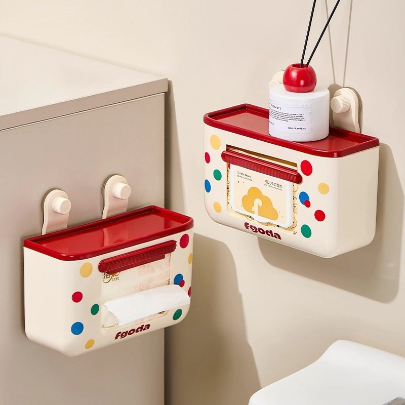 多巴胺吸盘免打孔卫生间纸巾盒壁挂式高级感厕纸洗脸巾收纳置物架