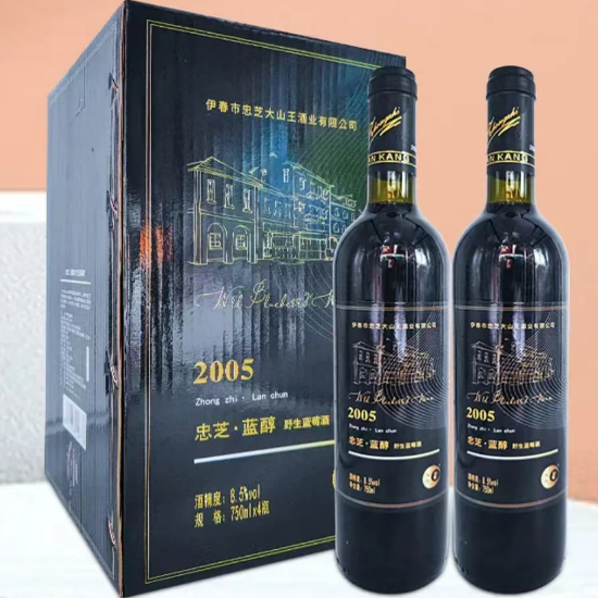 忠芝 蓝醇2005 野生蓝莓酒 甜型8.5度750毫升 伊春特产发酵红酒