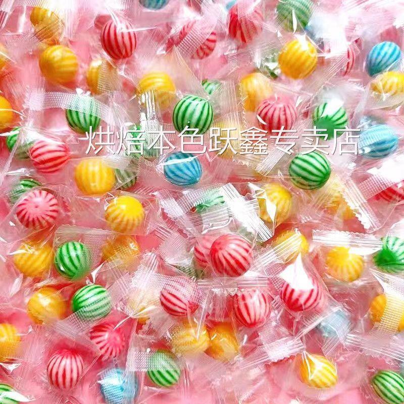 彩虹西瓜泡泡糖休闲怀旧零食儿童混合水果糖果桶装盒装独立包装