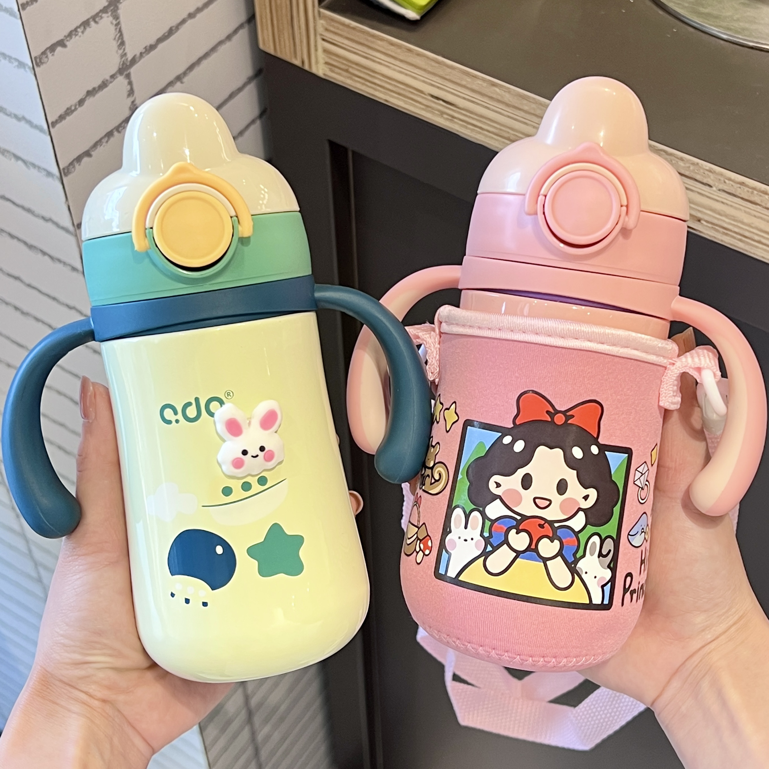 儿童保温杯小月龄宝宝双用鸭嘴杯1-3岁防摔奶瓶外出喝水杯子壶