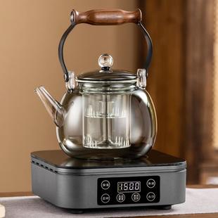家用蒸汽提梁烧水壶茶具 耐高温玻璃煮茶壶防爆泡煮茶器电陶炉套装