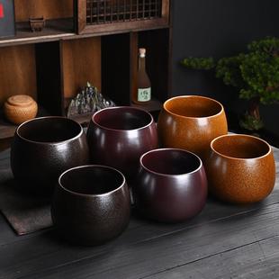 陶瓷禅意茶渣桶 天目釉建水家用茶渣缸杯洗茶洗茶盂窑变釉复古日式