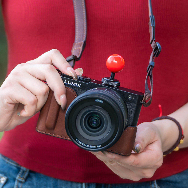 摄侣/SHELV适用松下S9手柄保护套松下S9相机包S9皮套底松下s9座包保护壳牛皮斜跨肩带松下S9装饰真皮配件