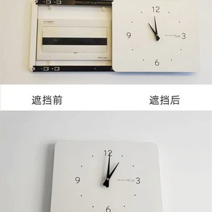 饰o画带钟表挂钟电闸遮挡挂画配电箱时钟免打孔 现代简约电表箱装