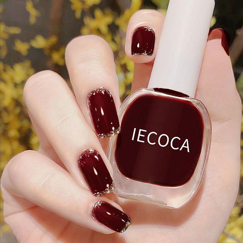 2025全新指甲油樱桃酒红免烘烤长效速干防水不褪色不脱皮美甲