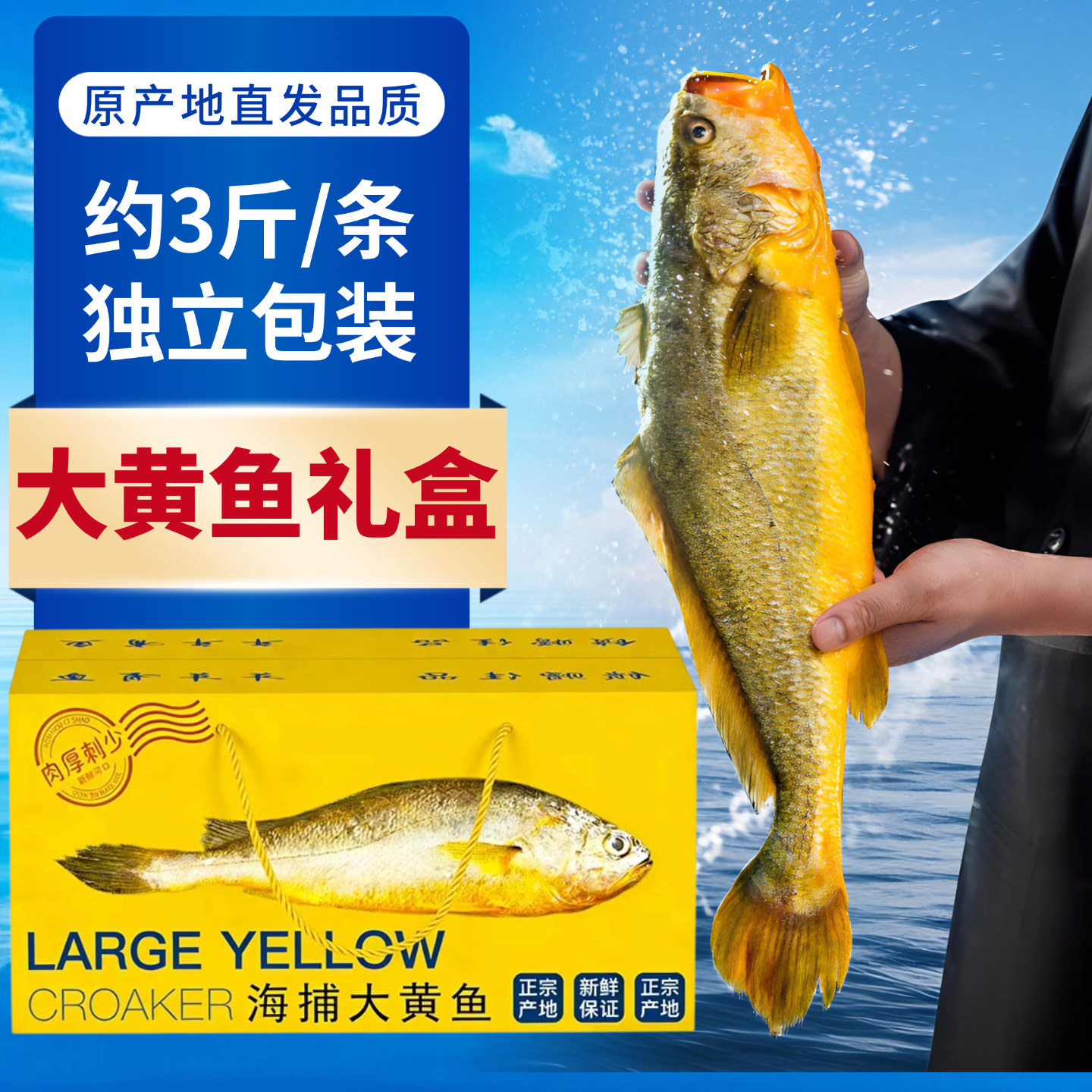 野生大黄鱼海鲜礼盒装大礼包深海新鲜冷冻特大野生黄花鱼春节年货,水产肉类/新鲜蔬果/熟食,黄鱼,淘宝优惠券,粉丝福利购,淘宝优惠卷