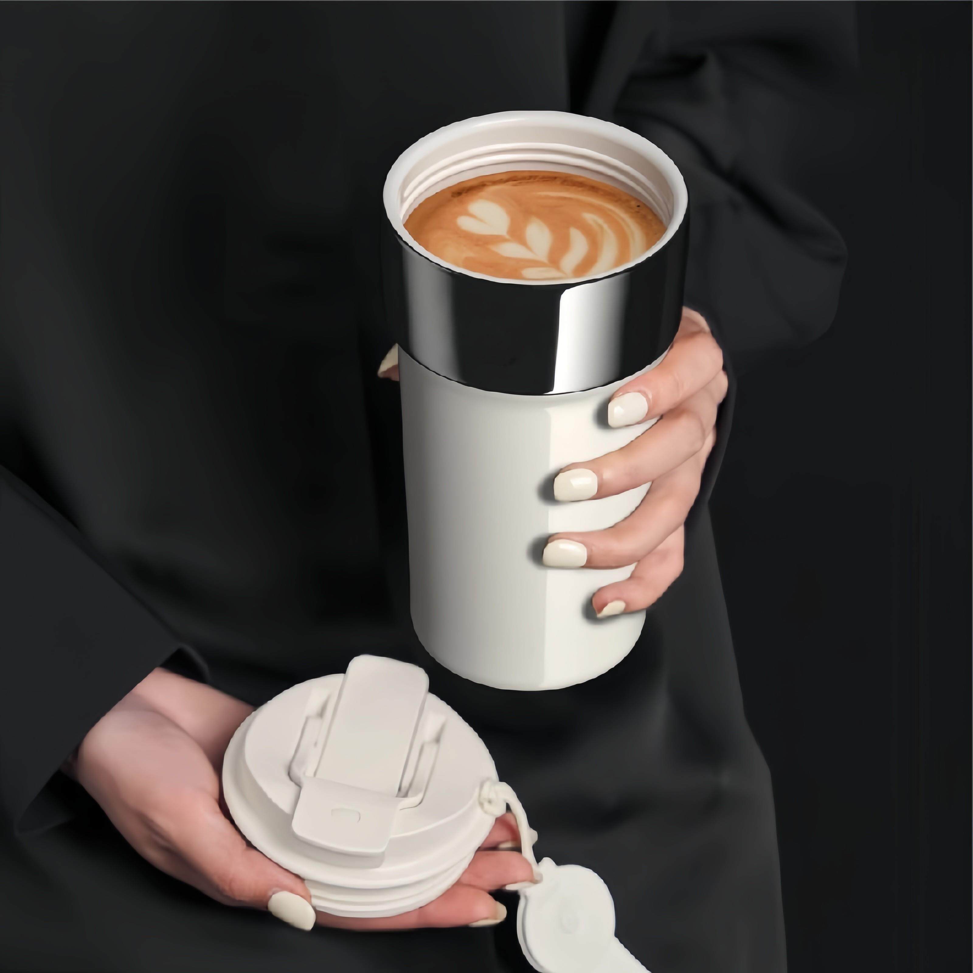 日本精选拿铁杯子女生316不锈钢随行学生吸管水杯新款咖啡保温杯