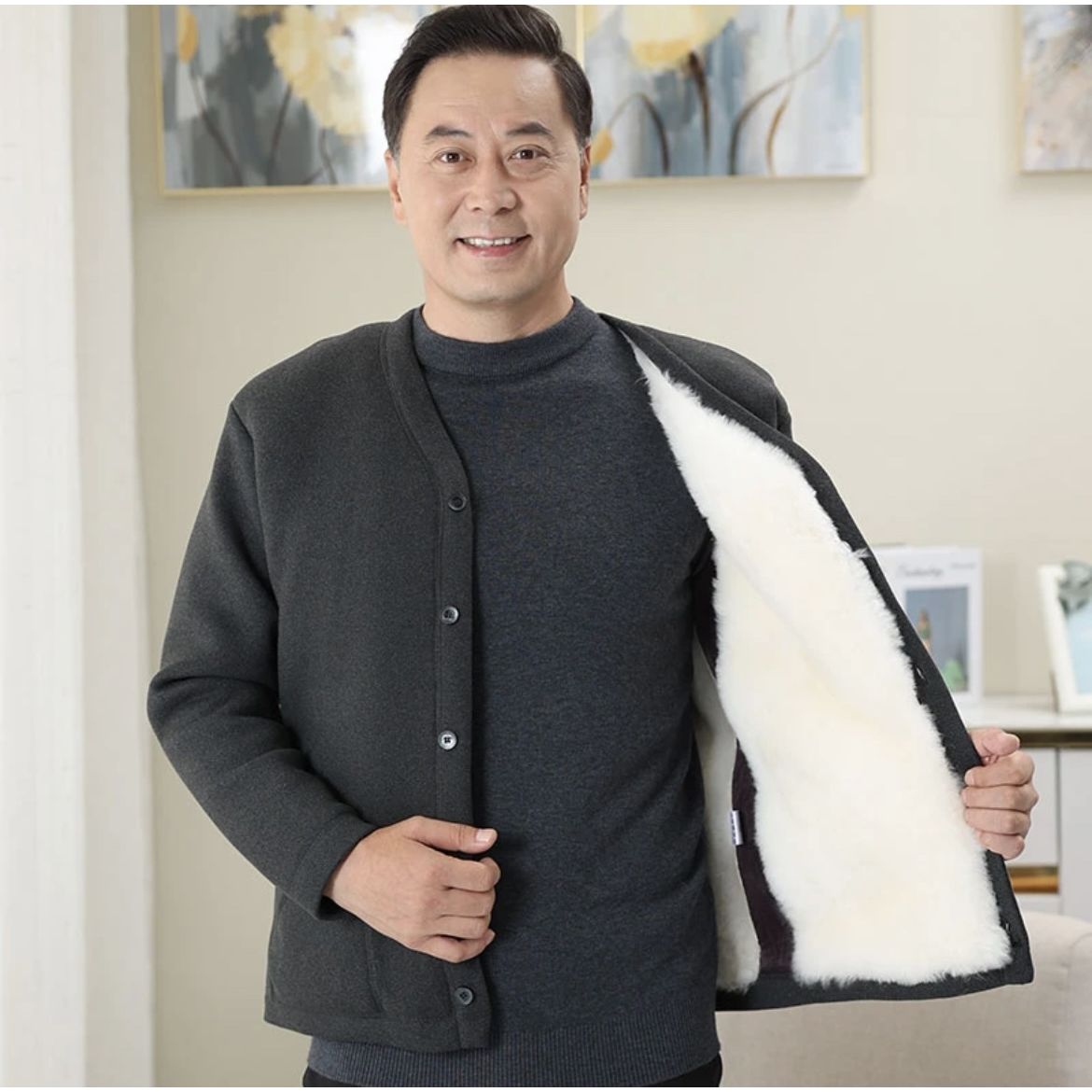 新款羊毛内胆上衣中老年皮