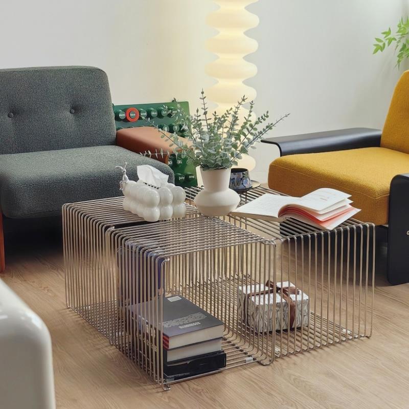 Chea Wea现代简约不锈钢线边几创意组合中古Panton Wire沙发角几