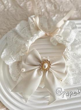 宠物结婚礼白色婚纱围巾猫咪围脖套宠物蕾丝围嘴狗狗纯洁口水巾