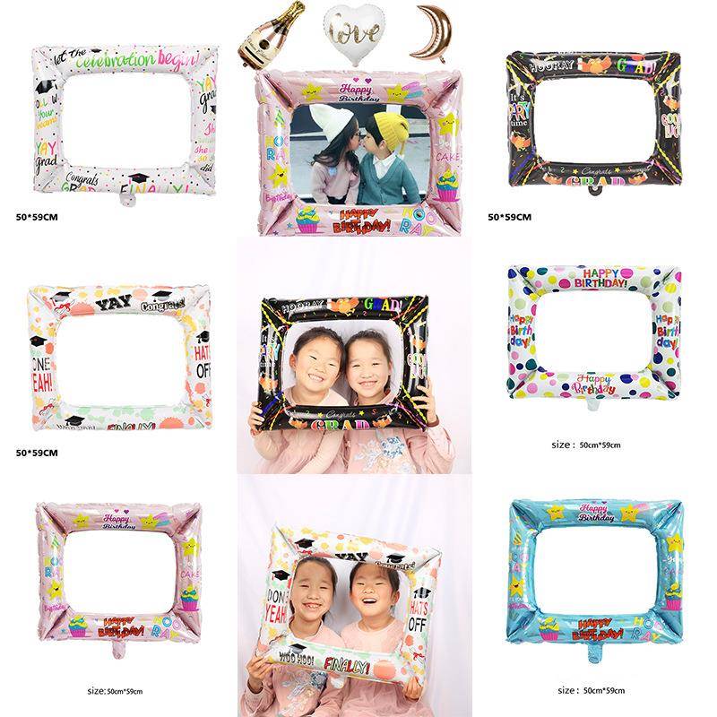 留言框铝膜气球拍照相框铝箔汽球毕业季小博士学生派对装饰布置