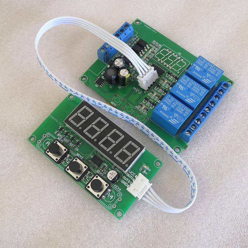 3路延时时间继电器模块直流12V24V 定时接通断开 低电平触发 分体